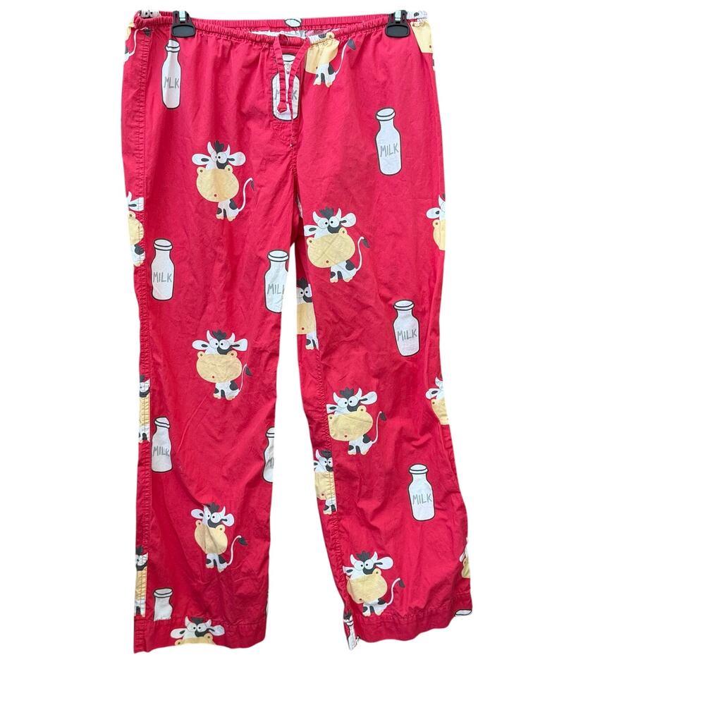 Aeropostale Cows Milk Pajama Pants Y2K Novelty Womens Large Y2K